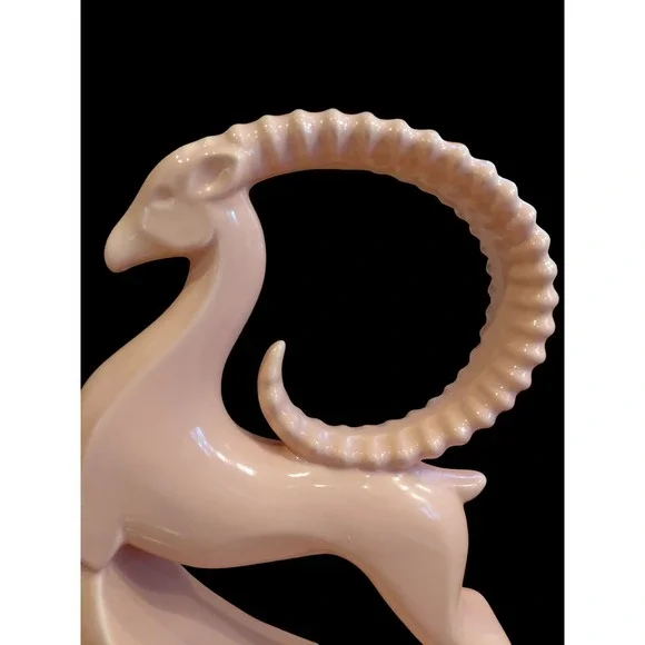 Vintage Pink Ceramic Gazelle Antelope Figurine Statue Mid Century Modern‎ Decor - Picture 6 of 9
